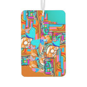 Electric Orange & Cyan Dreams — Abstraktes Design Autolufterfrischer (Rückseite)