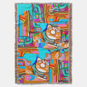 Electric Orange & Cyan Dreams — Abstraktes Design Decke (Vorderseite Vertikal)