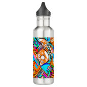 Electric Orange & Cyan Dreams — Abstraktes Design Edelstahlflasche (Links)