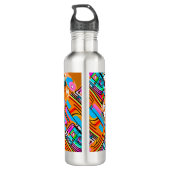 Electric Orange & Cyan Dreams — Abstraktes Design Edelstahlflasche (Rückseite)
