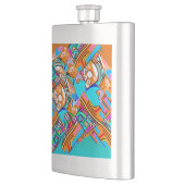Electric Orange & Cyan Dreams — Abstraktes Design Flachmann (Links)