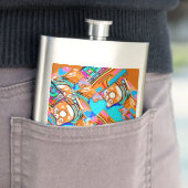 Electric Orange & Cyan Dreams — Abstraktes Design Flachmann (Beispiel)