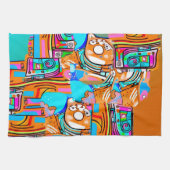 Electric Orange & Cyan Dreams — Abstraktes Design Geschirrtuch (Horizontal)