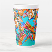 Electric Orange & Cyan Dreams — Abstraktes Design Milchtasse (Vorderseite)