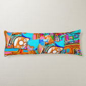 Electric Orange & Cyan Dreams — Abstraktes Design  Seitenschläferkissen (Rückseite)