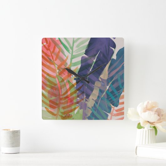 Electric Palms Quadratische Wanduhr (Zuhause)