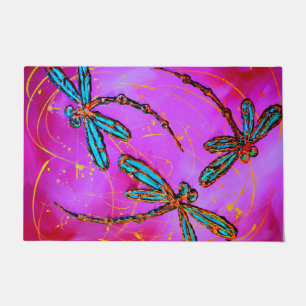 Electric Pink Dragonfly Flit Fußmatte