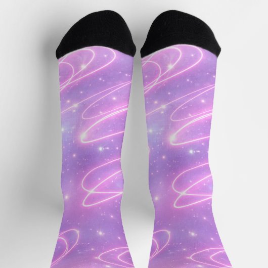 Electric pink neon scribbles AI art  Socken (Oben)