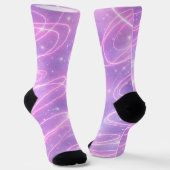Electric pink neon scribbles AI art  Socken (Gewinkelt)
