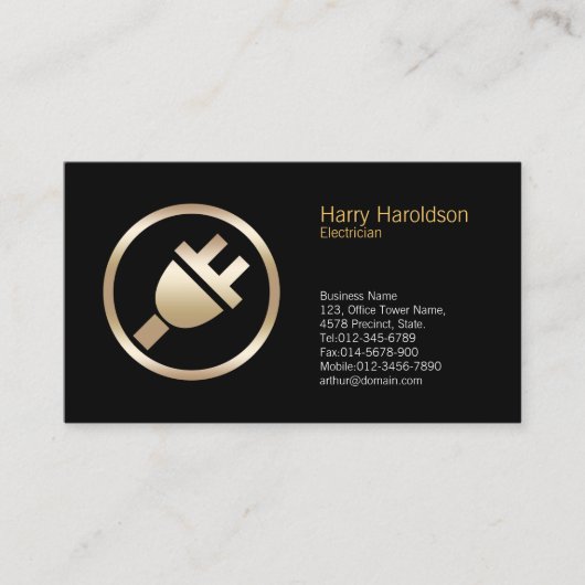 Electric Plug Icon Electrician Business Card Visitenkarte (Vorderseite)