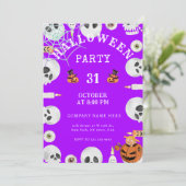 Electric Purple Classic Halloween Office Party Einladung (Stehend Vorderseite)