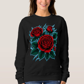 Electric Roses | Red Rose & Lightning Bolt Graphic Sweatshirt