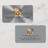 Electric Saw Rooftop On Silver Metallic Layer Visitenkarte (Vorne/Hinten)