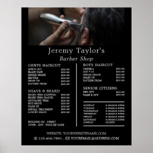 Electric Shave, Men Barbers Price List Poster