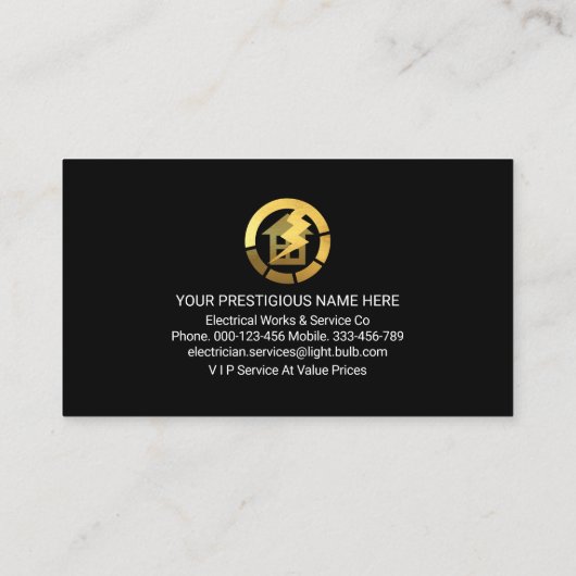 Electric Spark Electric Plug-Power Visitenkarte (Rückseite)