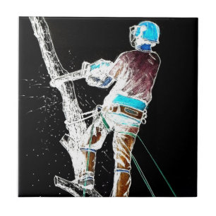 Electric Tree Surgeon Arborist Weihnachten präsent Fliese