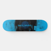 Electric Turquoise Urban Grunge Jupiter Skateboard (Horizontal)