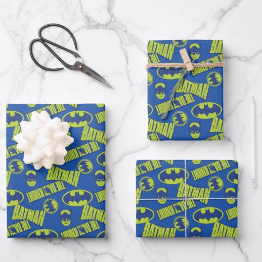 Electric Up Batman - Das dunkle Rittermuster Geschenkpapier Set (Vorderseite)