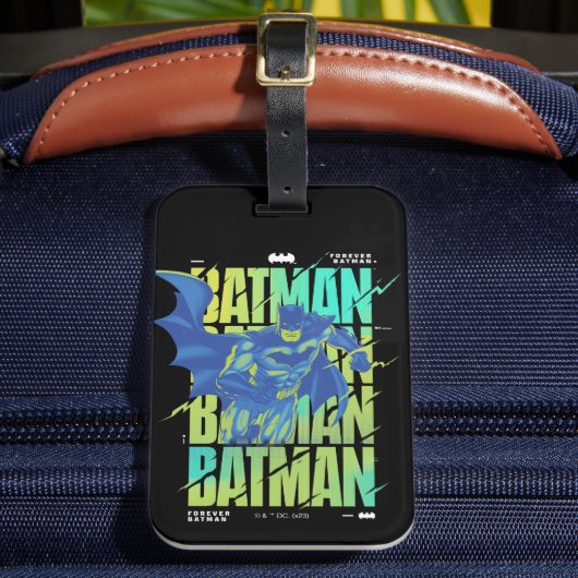 Electric Up Batman läuft durch Typografie Gepäckanhänger (Vorderseite Insitu 2)