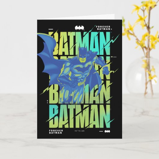 Electric Up Batman läuft durch Typografie Karte (Gelbe Blume)