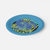 Electric Up Batman läuft durch Typografie Pappteller (Schrägansicht)