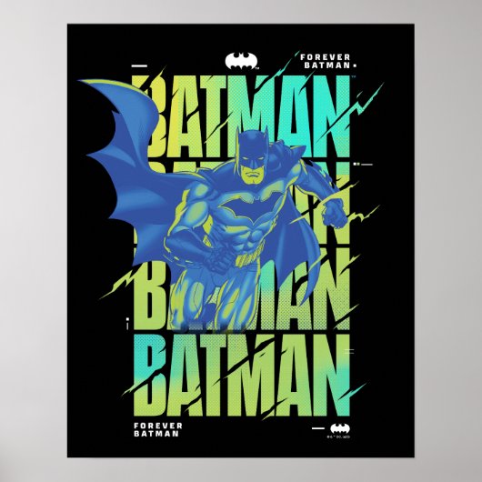 Electric Up Batman läuft durch Typografie Poster (Vorne)