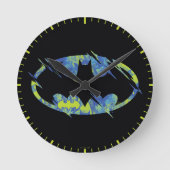 Electric Up Batman Symbol Runde Wanduhr (Vorderseite)