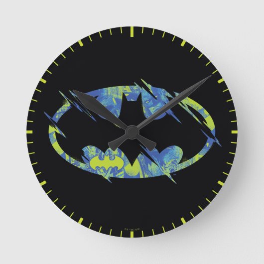 Electric Up Batman Symbol Runde Wanduhr (Vorderseite)