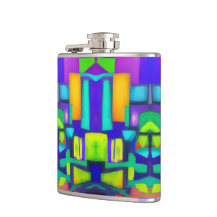 Electric Vibes Dreams Stilvolle Vintage Abstrakte Flachmann