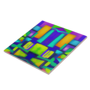 Electric Vibes Dreams Stilvolle Vintage Abstrakte  Fliese