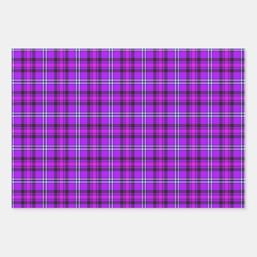 Electric Violet and Fuchsia Plaid Purple Geschenkpapier Set (Vorderseite 3)