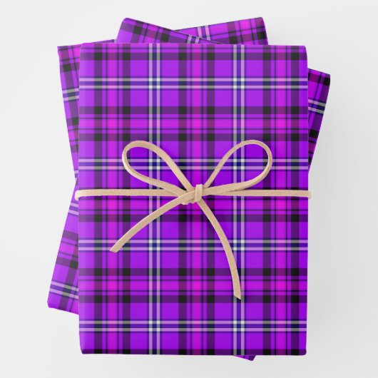 Electric Violet and Fuchsia Plaid Purple Geschenkpapier Set (Beispiel)