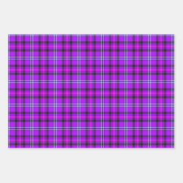 Electric Violet and Fuchsia Plaid Purple Geschenkpapier Set