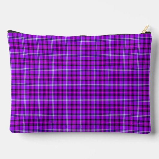 Electric Violet and Fuchsia Plaid Purple Pink Zubehörtasche (Rückseite)