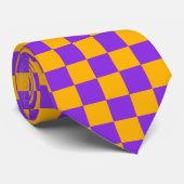 Electric Violet and Golden Amber Checkerboard Krawatte (Gerollt)