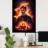 Electric Visionary: Nikola Teslas Blitz Poster (Heimbüro)