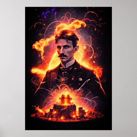 Electric Visionary: Nikola Teslas Blitz Poster (Vorne)