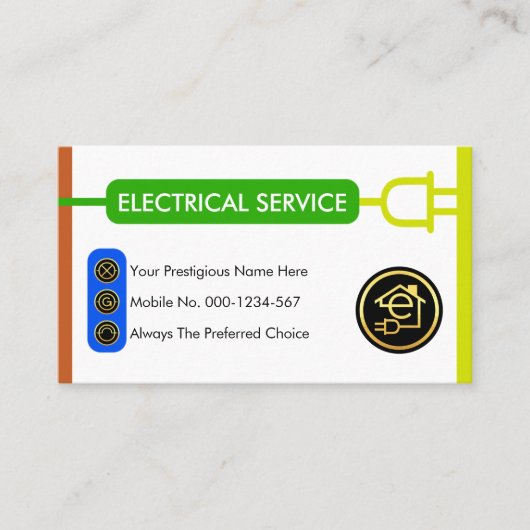 Electric Wire Plug Colors Electricity Visitenkarte (Vorderseite)