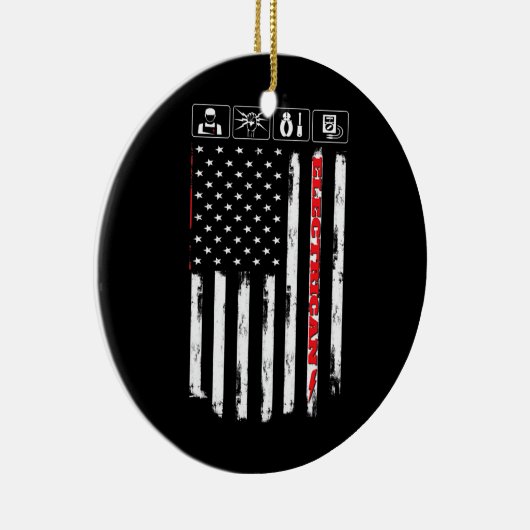 Electrical American Flag Patriotic Technician Keramik Ornament (Rechts)