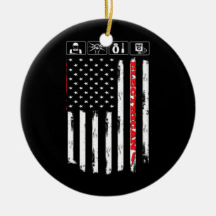 Electrical American Flag Patriotic Technician Keramik Ornament