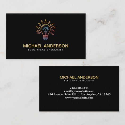 Electrical Contractor Electrician Professional     Visitenkarte (Vorne/Hinten)