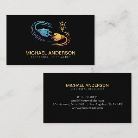 Electrical Contractor Electrician Professional     Visitenkarte (Vorne/Hinten)