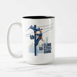 Electrical Lineman Cityscape Appreciation Gift Zweifarbige Tasse