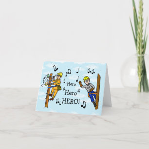 Electrical Lineman Unsung Hero Greeting Card Karte