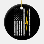 Electrical Patriotic American USA Flag Lineman Keramik Ornament (Hinten)