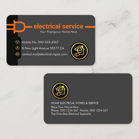 Electrical Power Plug Supply Line Visitenkarte (Vorne/Hinten)