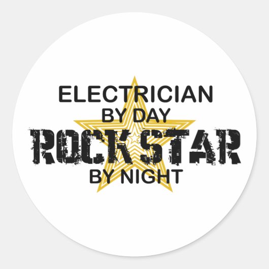 Electrical Rock Star by Night Runder Aufkleber (Vorderseite)