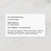 Electrical Services Electrician Business Cards Visitenkarte (Rückseite)