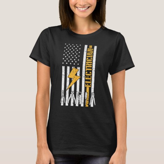 Electrical USA Flag Electricity Worker Lineman Gr T-Shirt (Vorderseite)
