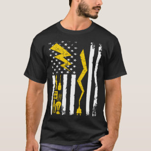 Electrical USA Flag Spannungsverhältnis Lineman Ci T-Shirt